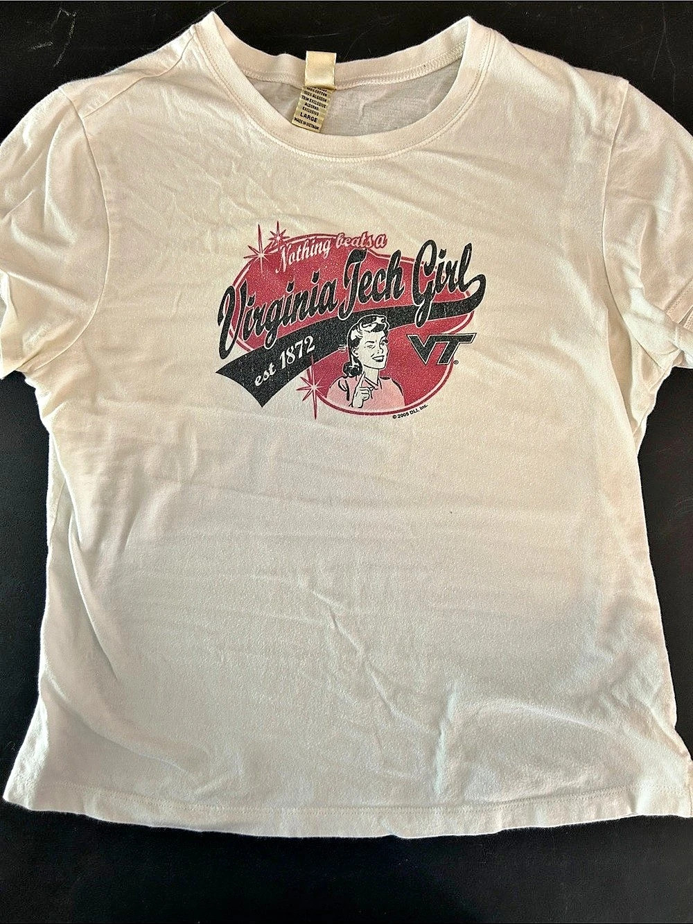 Vintage by Kavio! Virginia Tech Girl Graphic Tee White Large